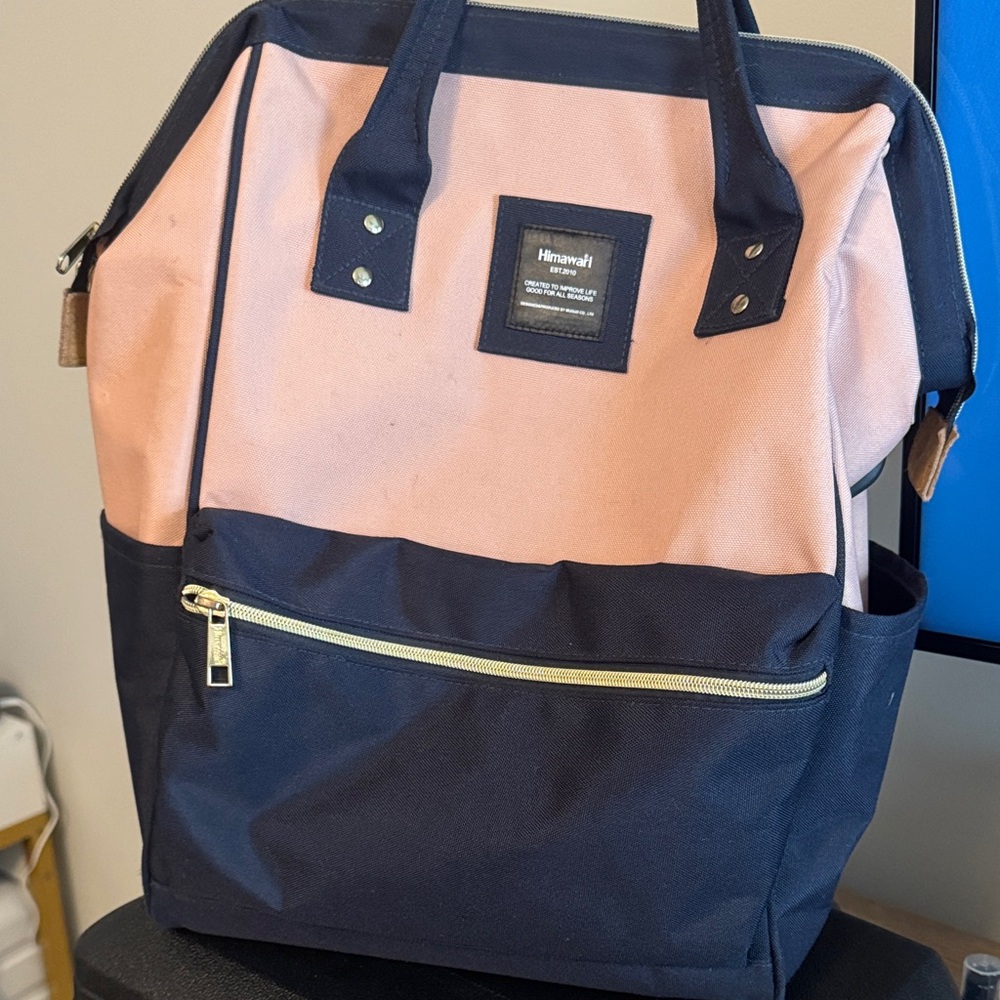 Pink and Navy Blue Women's Backpack